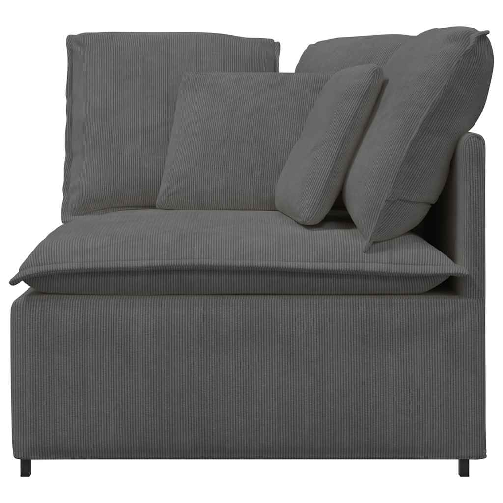 Módulo de canto para sofá modular com almofadas, cinza escuro, 100 cm