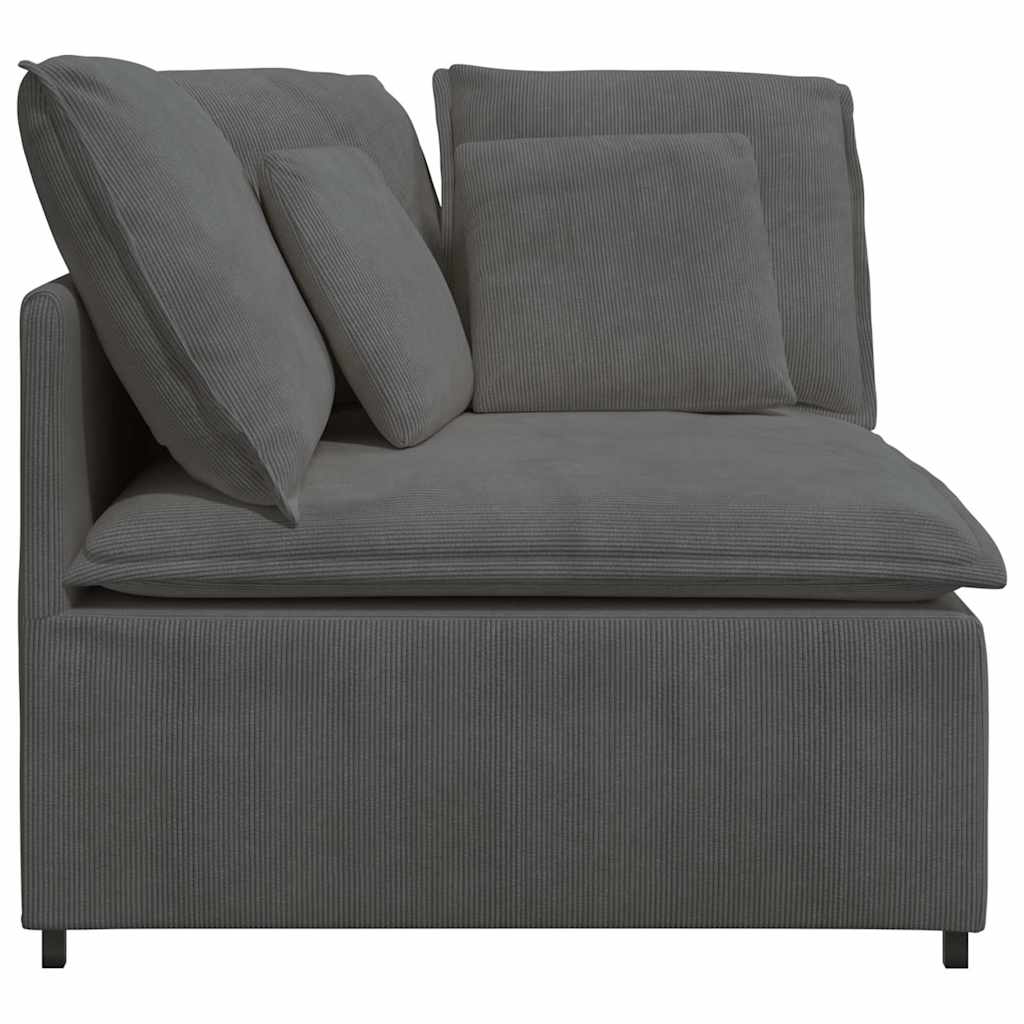 Módulo de canto para sofá modular com almofadas, cinza escuro, 100 cm