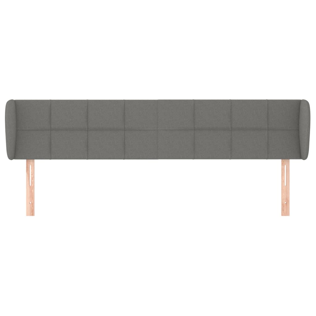 Cabeceira de cama c/ abas tecido 163x23x78/88cm cinzento-escuro