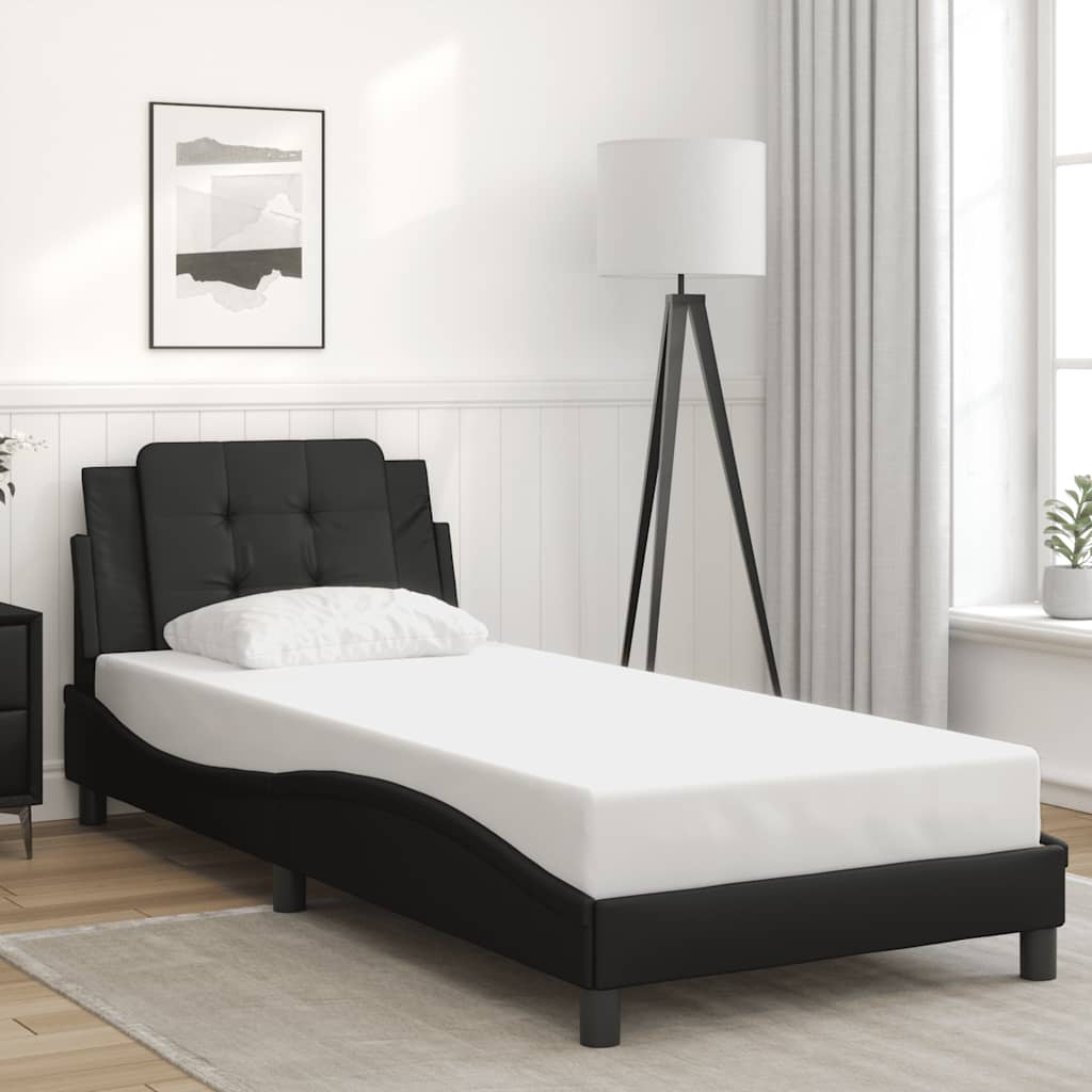 Estrutura de cama sem colchão zadar couro artificial 80x200 cm preto