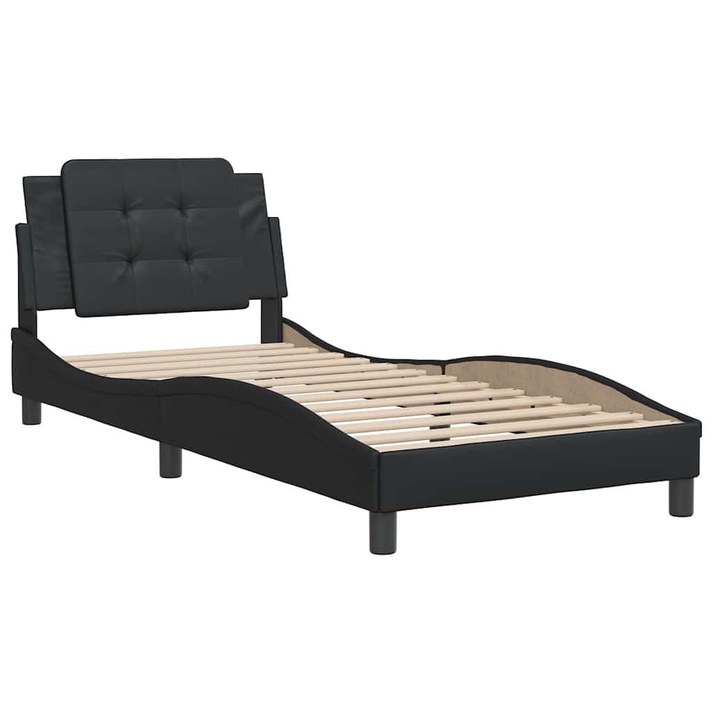 Estrutura de cama sem colchão zadar couro artificial 80x200 cm preto