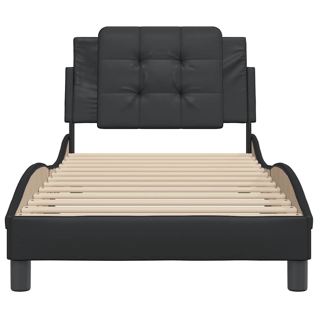 Estrutura de cama sem colchão zadar couro artificial 80x200 cm preto