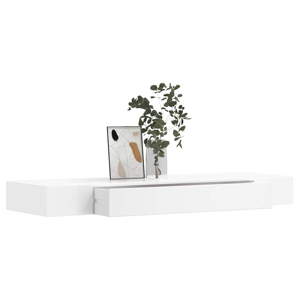 Prateleira de parede c/ 1 gaveta para livros/dvd MDF branco
