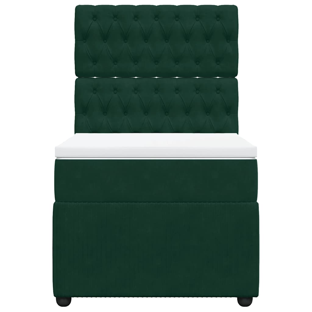 Cama com molas/colchão 90x200 cm veludo verde-escuro
