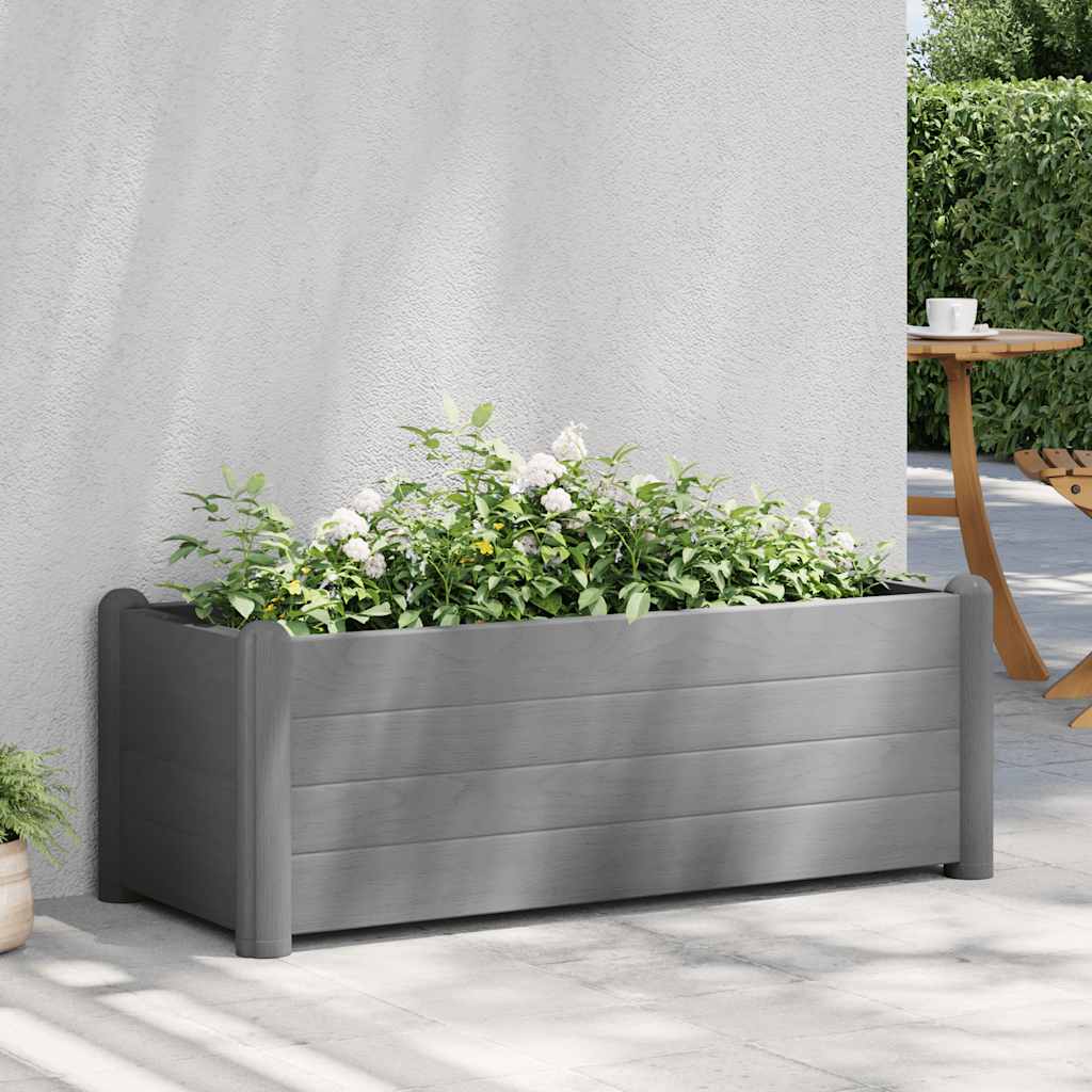 Canteiro elevado para jardim PP 100x43x35 cm cinzento pedra