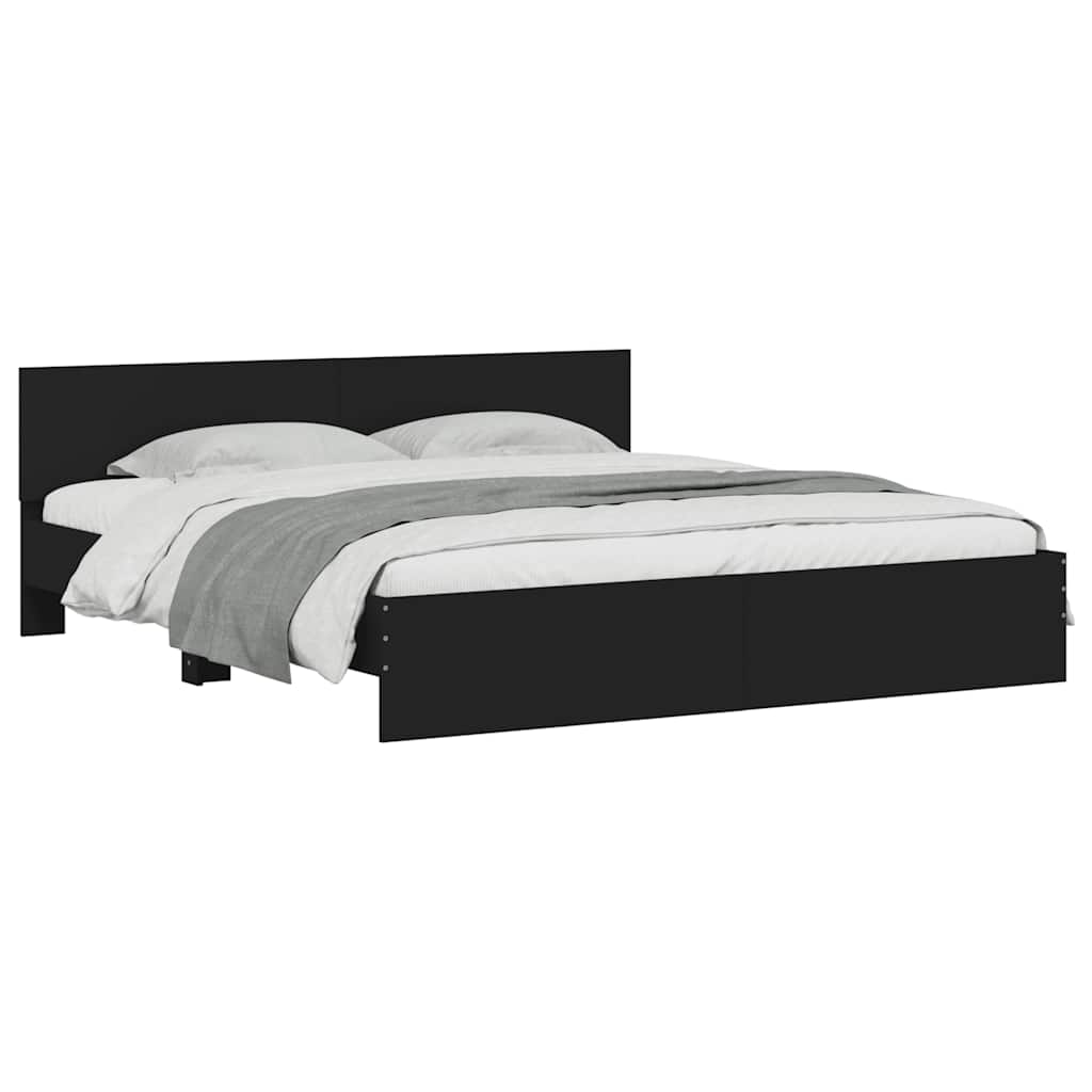 Estrutura de cama com cabeceira 200x200 cm preto