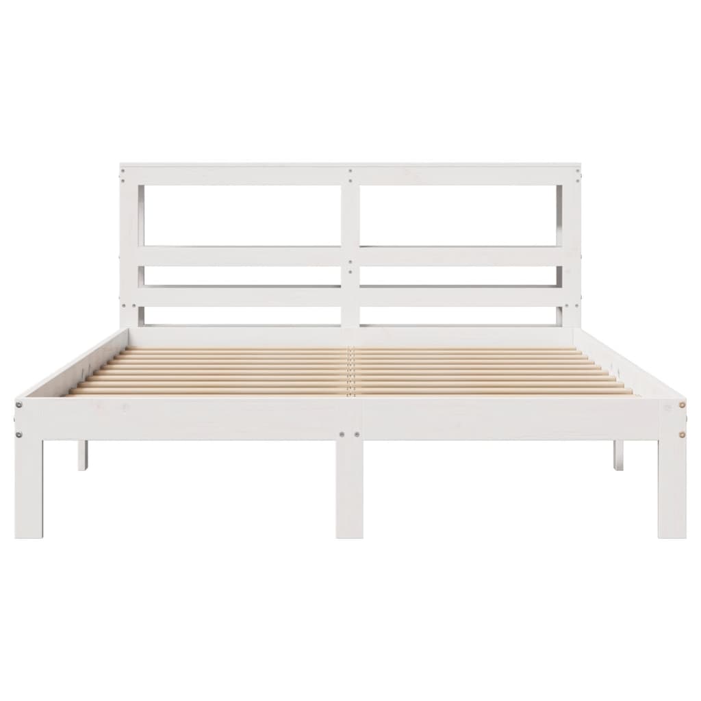 Estrutura cama c/ cabeceira 120x190 cm pinho maciço branco