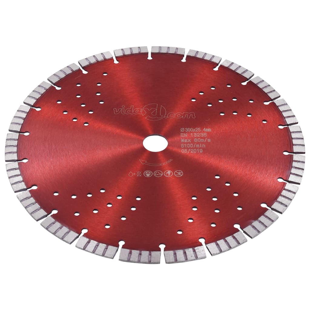 Disco de corte de diamante com turbo e orifícios aço 300 mm