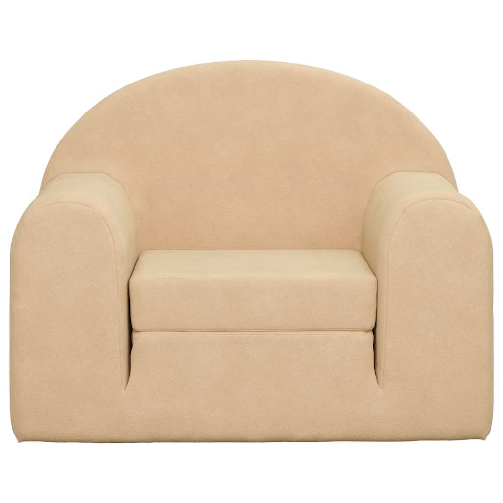 Sofá-cama infantil peluche macio creme