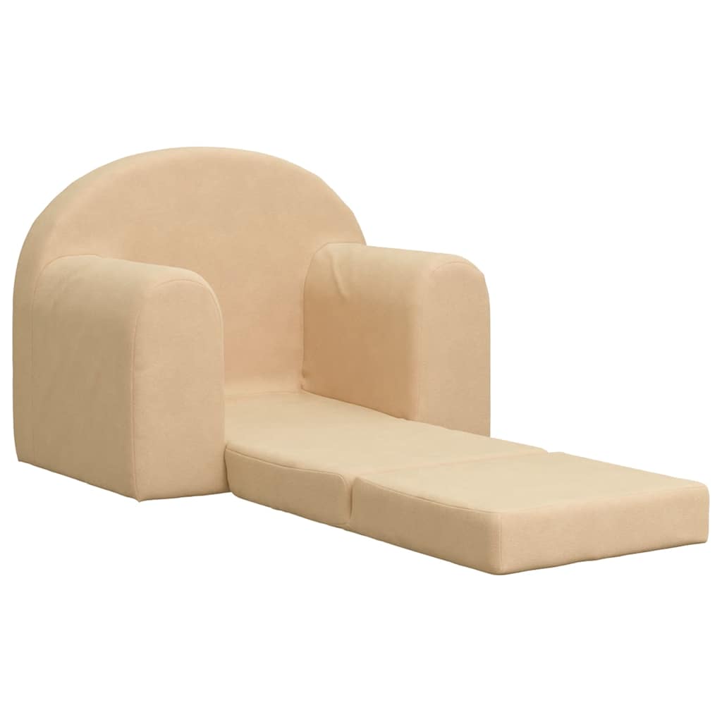 Sofá-cama infantil peluche macio creme
