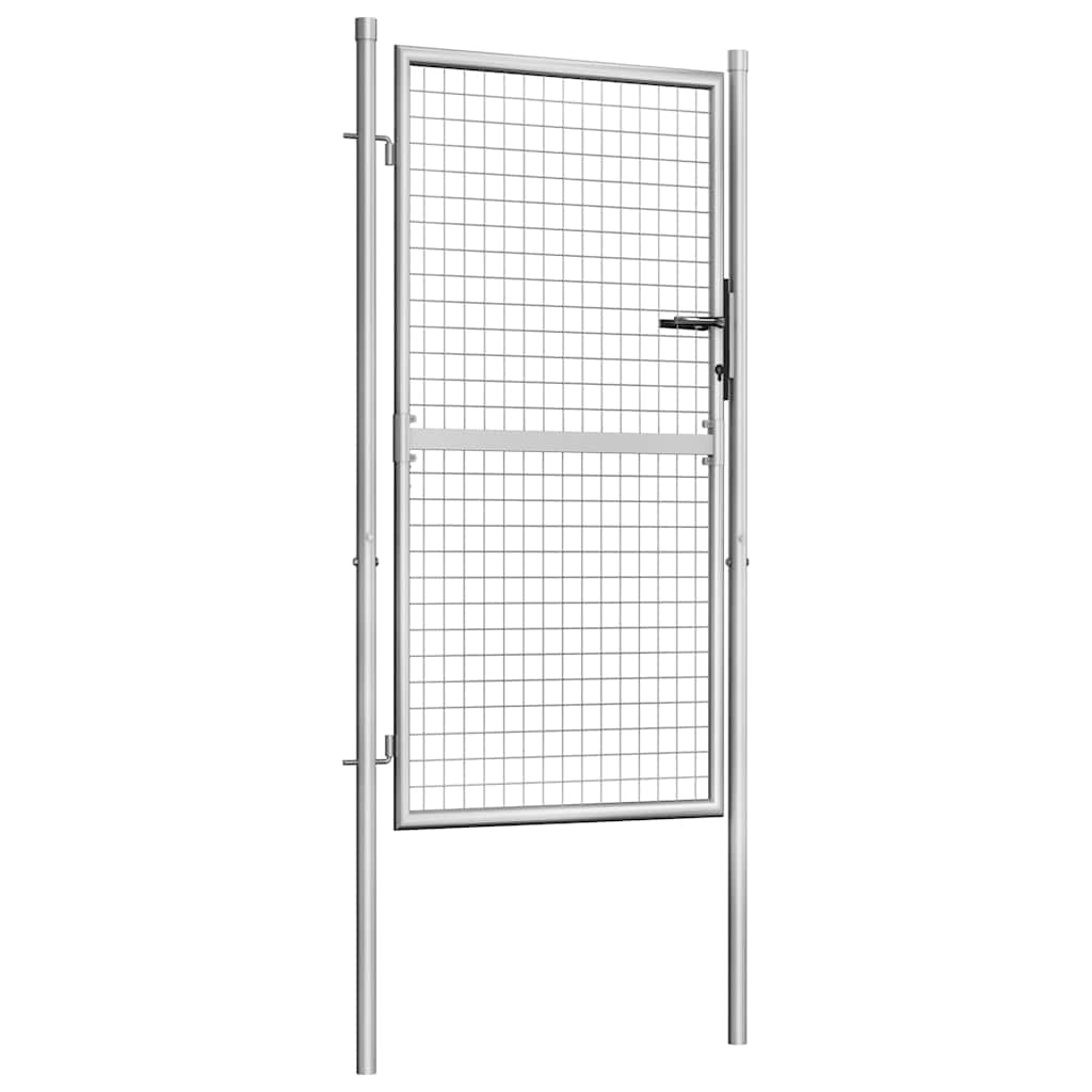 Portão de jardim em aço galvanizado 100x150 cm prata