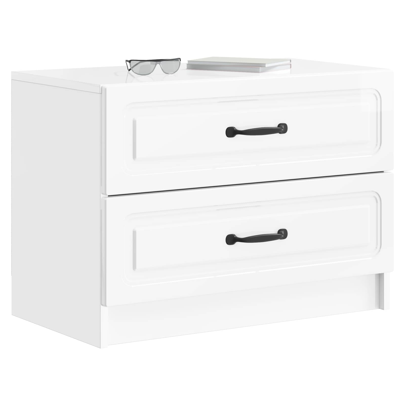 Armário de cabeceira branco brilhante 62 x 34,5 x 44,5 cm