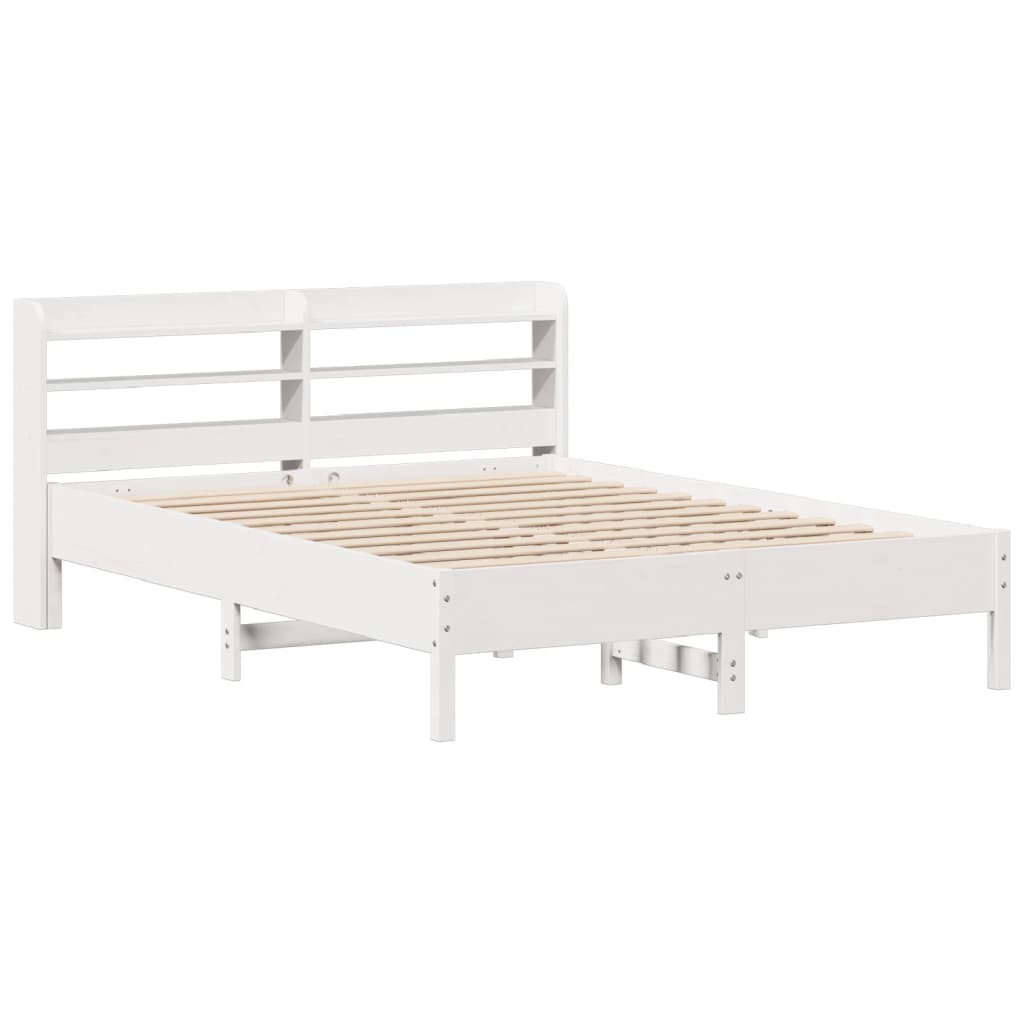 Cama sem colchão 150x200 cm madeira de pinho maciça branco