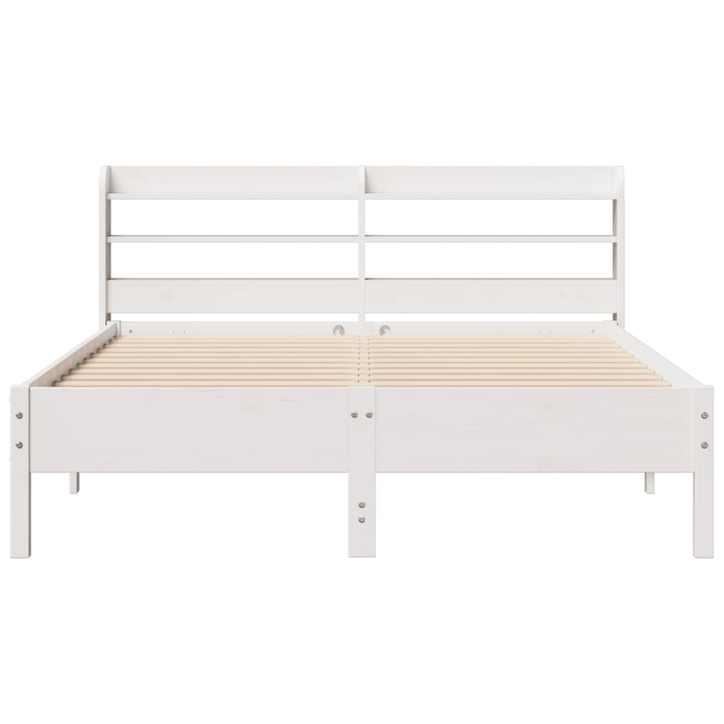 Cama sem colchão 150x200 cm madeira de pinho maciça branco