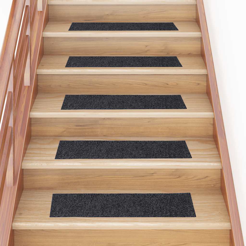 Tapetes de escada autoadesivos 30 peças 76x20 cm cinzento escuro retangulares