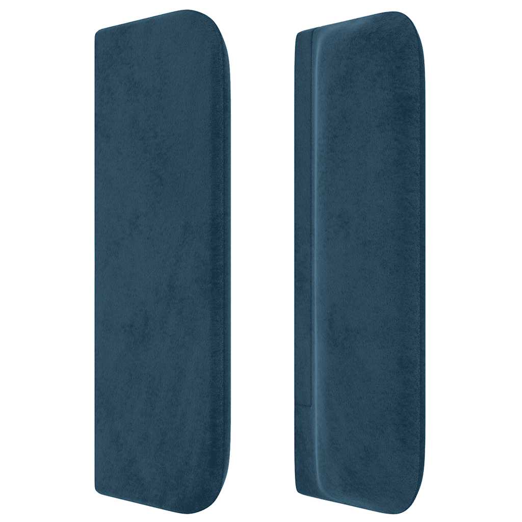 Cabeceira de cama c/ abas veludo 203x16x78/88cm azul-escuro