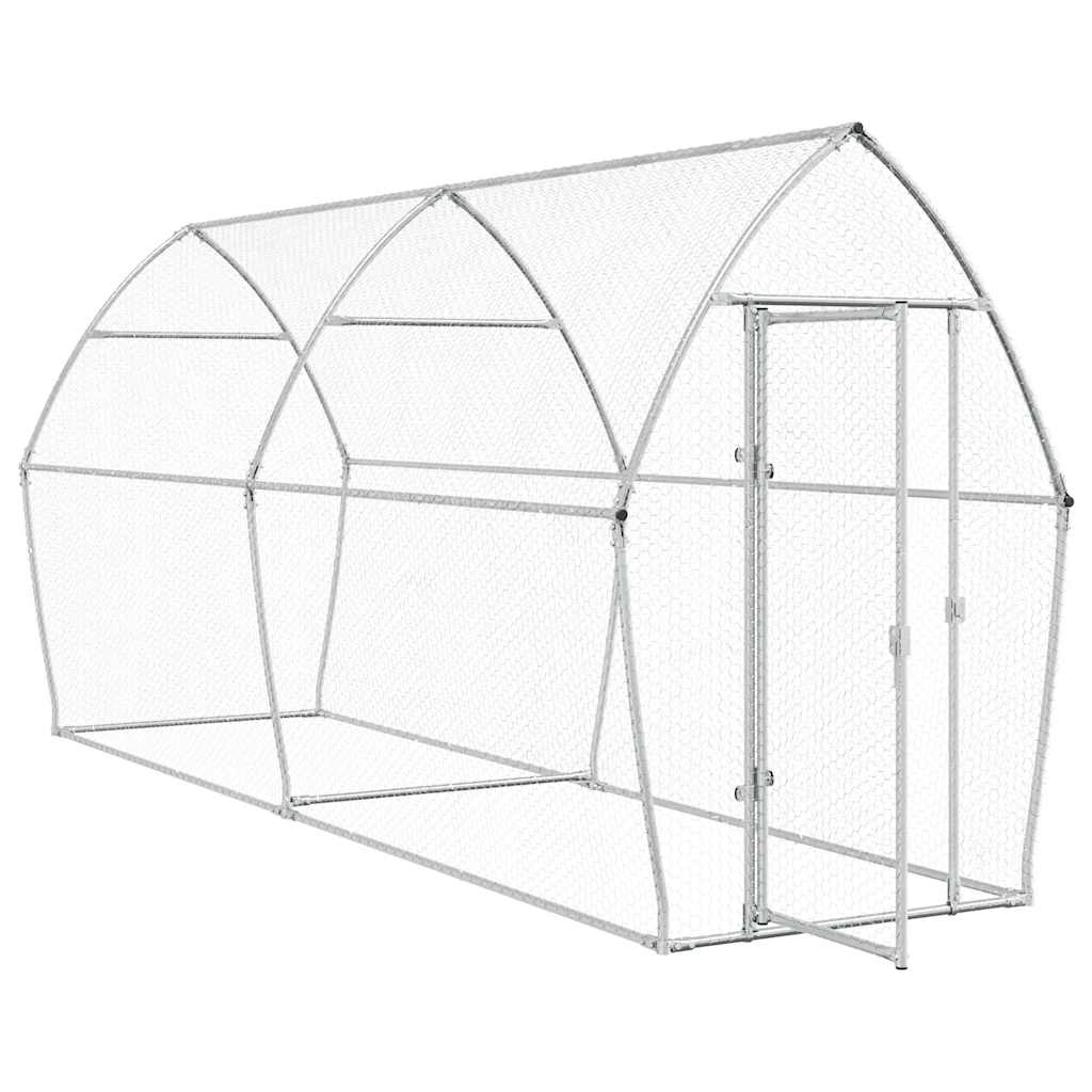 Galinheiro 400x105x182 cm aço galvanizado prateado