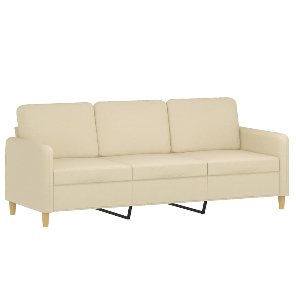 3 Pcs conjunto de sofás com almofadas tecido cor creme