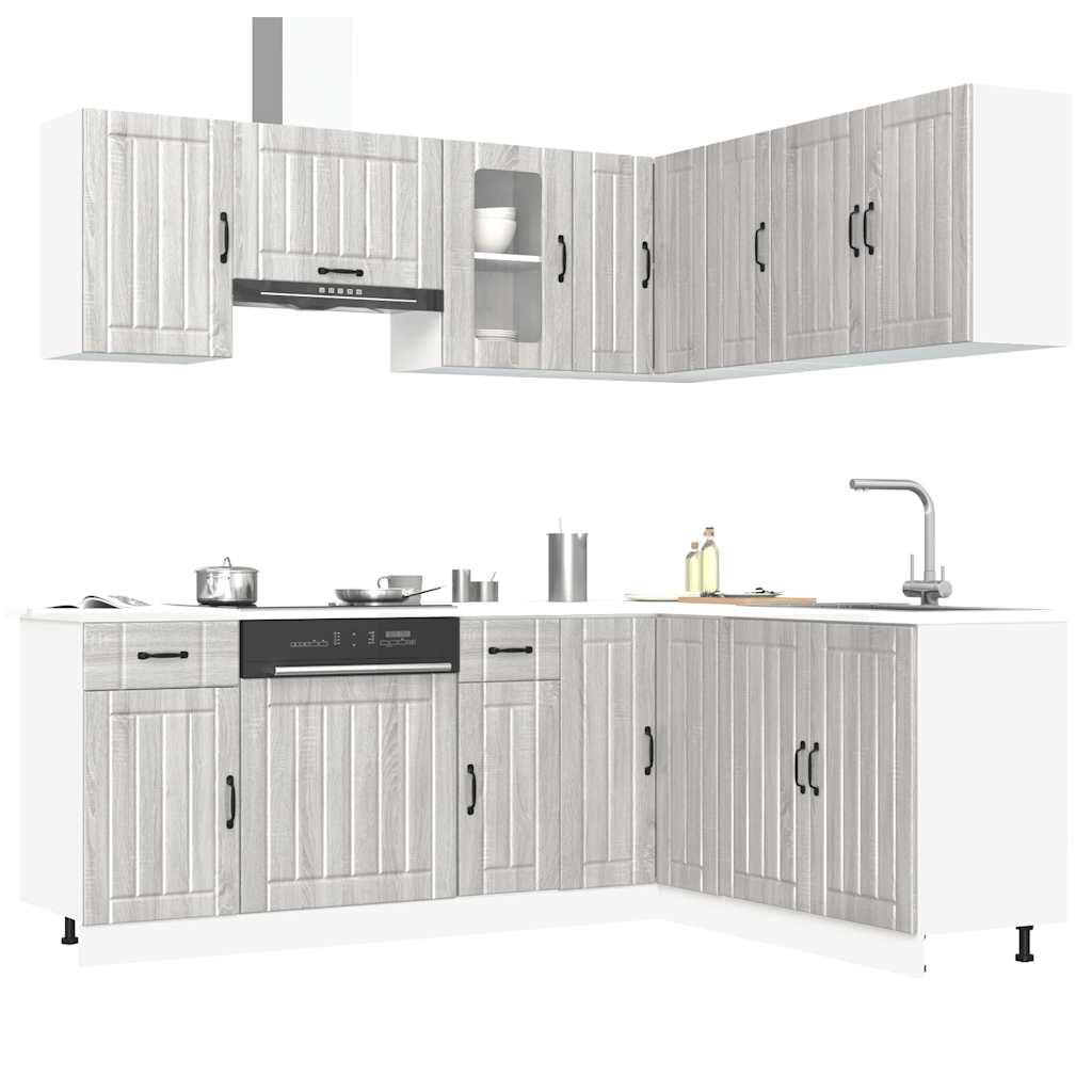 11 Peças armário de cozinha conjunto kalmar cinza sonoma