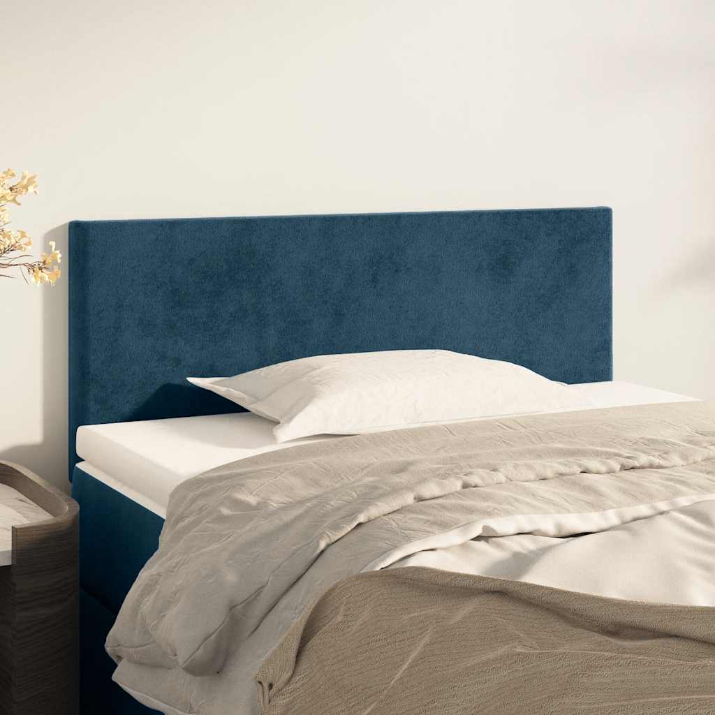 Cabeceira de cama veludo 100x5x78/88 cm azul-escuro