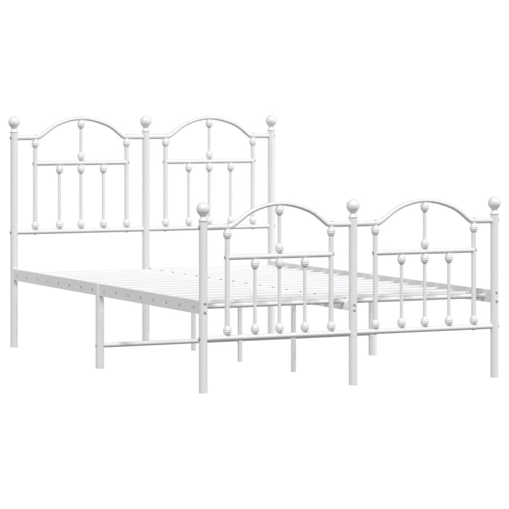 Estrutura de cama com cabeceira e pés 120x190 cm metal branco