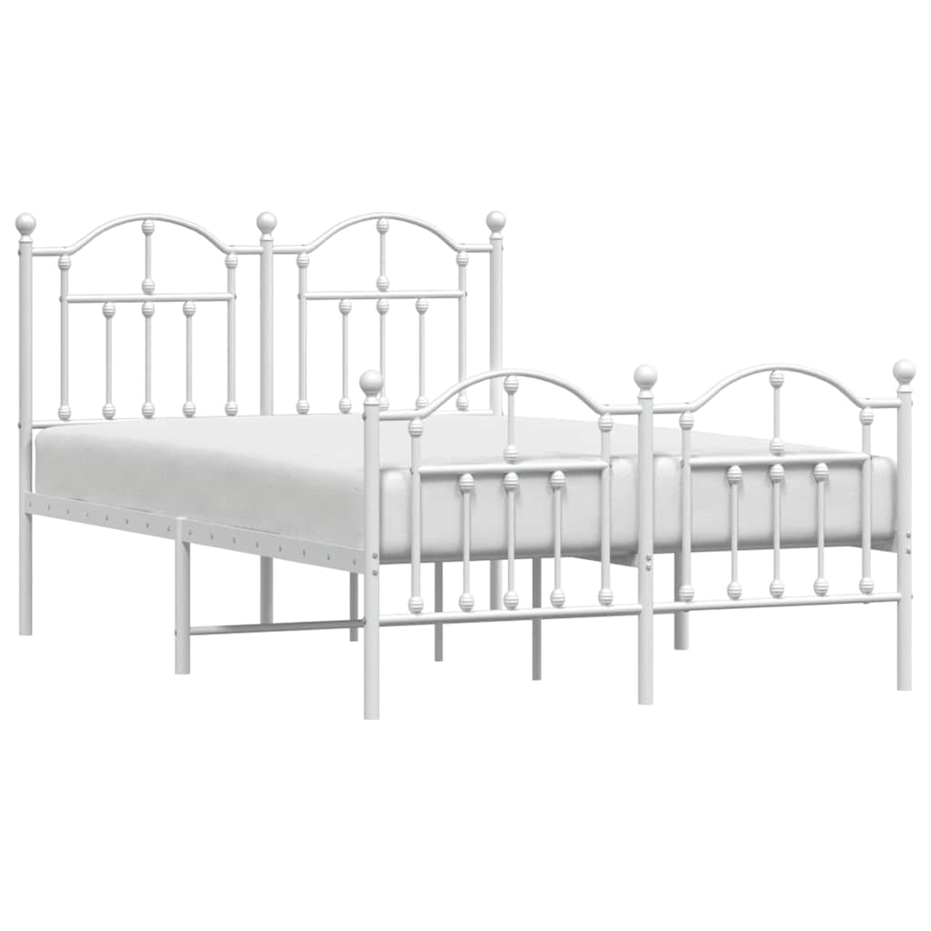 Estrutura de cama com cabeceira e pés 120x190 cm metal branco