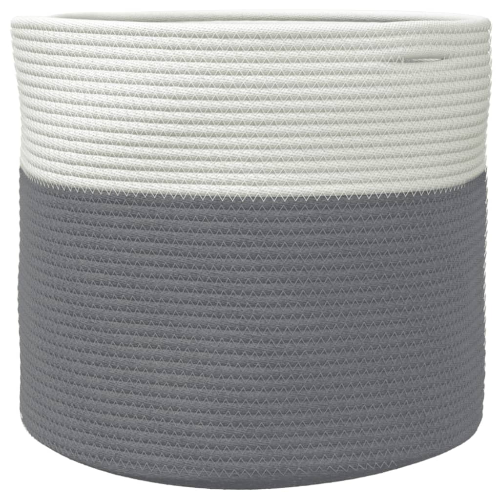 Cesto de arrumação ø40x35 cm algodão cinzento e branco