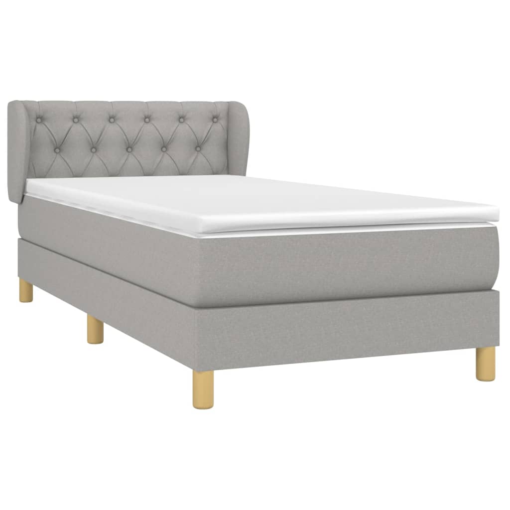 Cama com molas/colchão 80x200 cm tecido cinza-claro