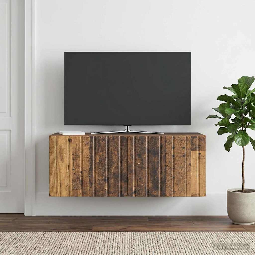 Gabinete de TV de parede 78,5 x 31 x 30 cm madeira antiga