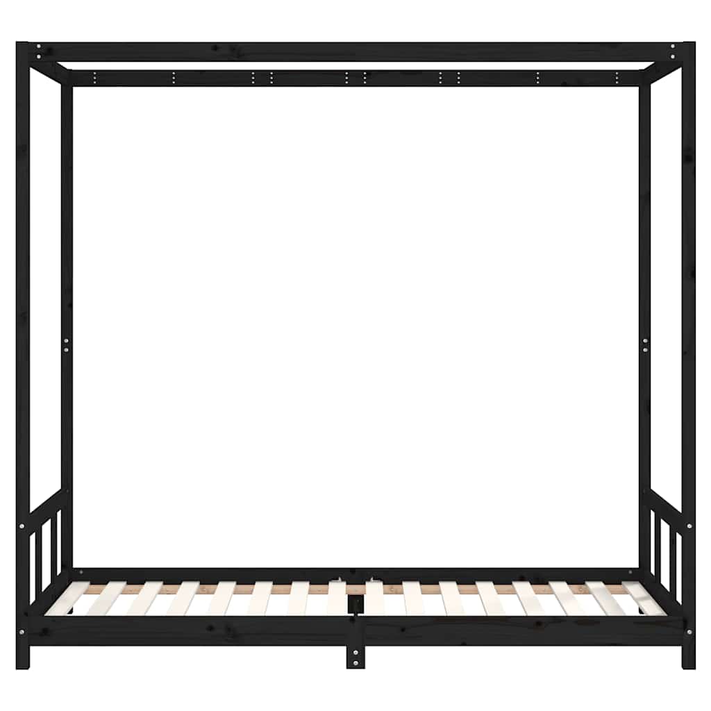 Estrutura de cama infantil 90x200 cm pinho maciço preto