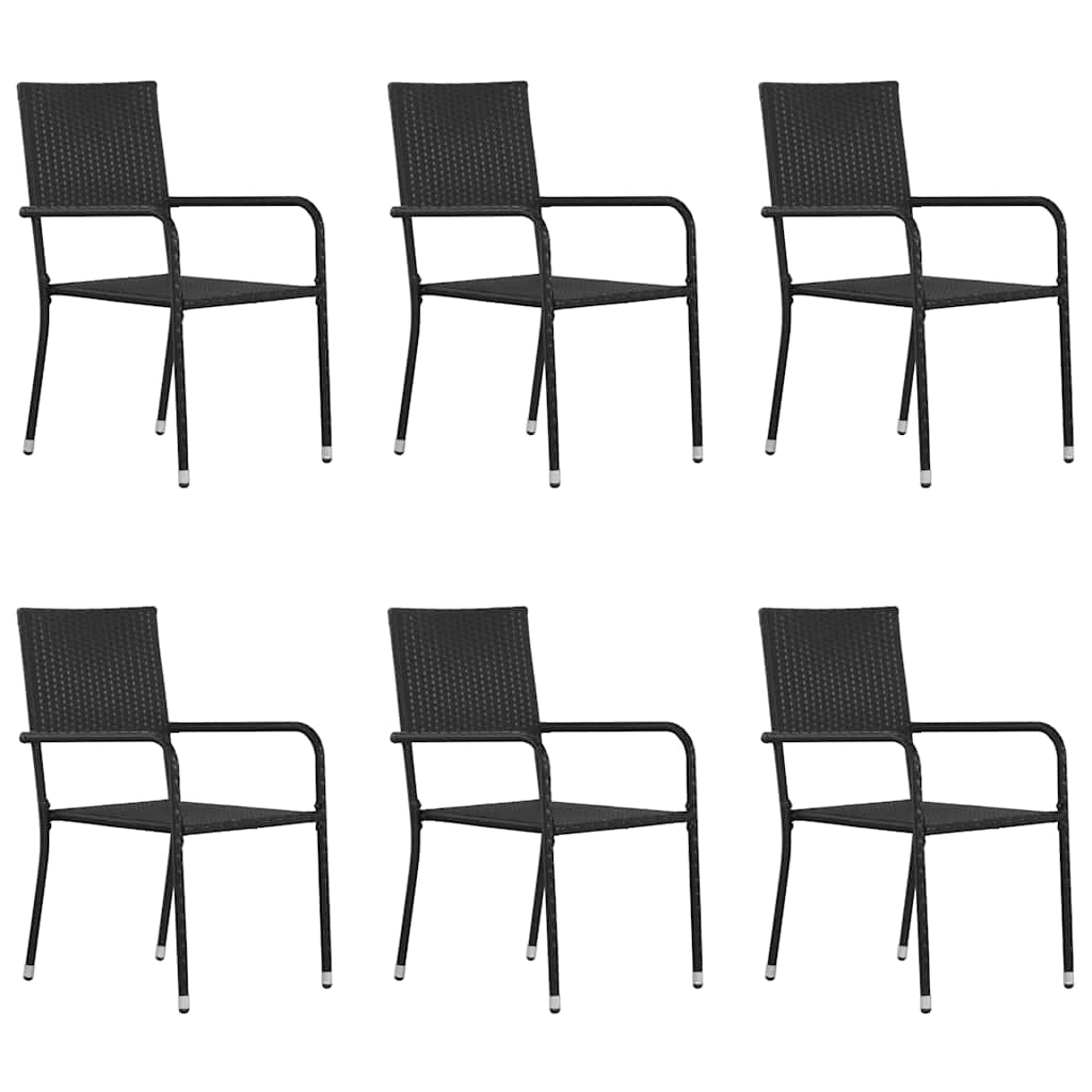 Cadeiras de jantar empilháveis para jardim 6 pcs vime PE preto