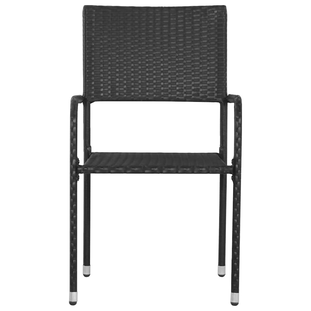 Cadeiras de jantar empilháveis para jardim 6 pcs vime PE preto