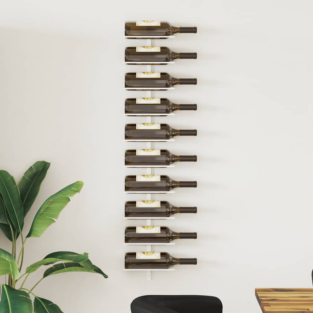 Garrafeira de parede para 10 garrafas metal branco