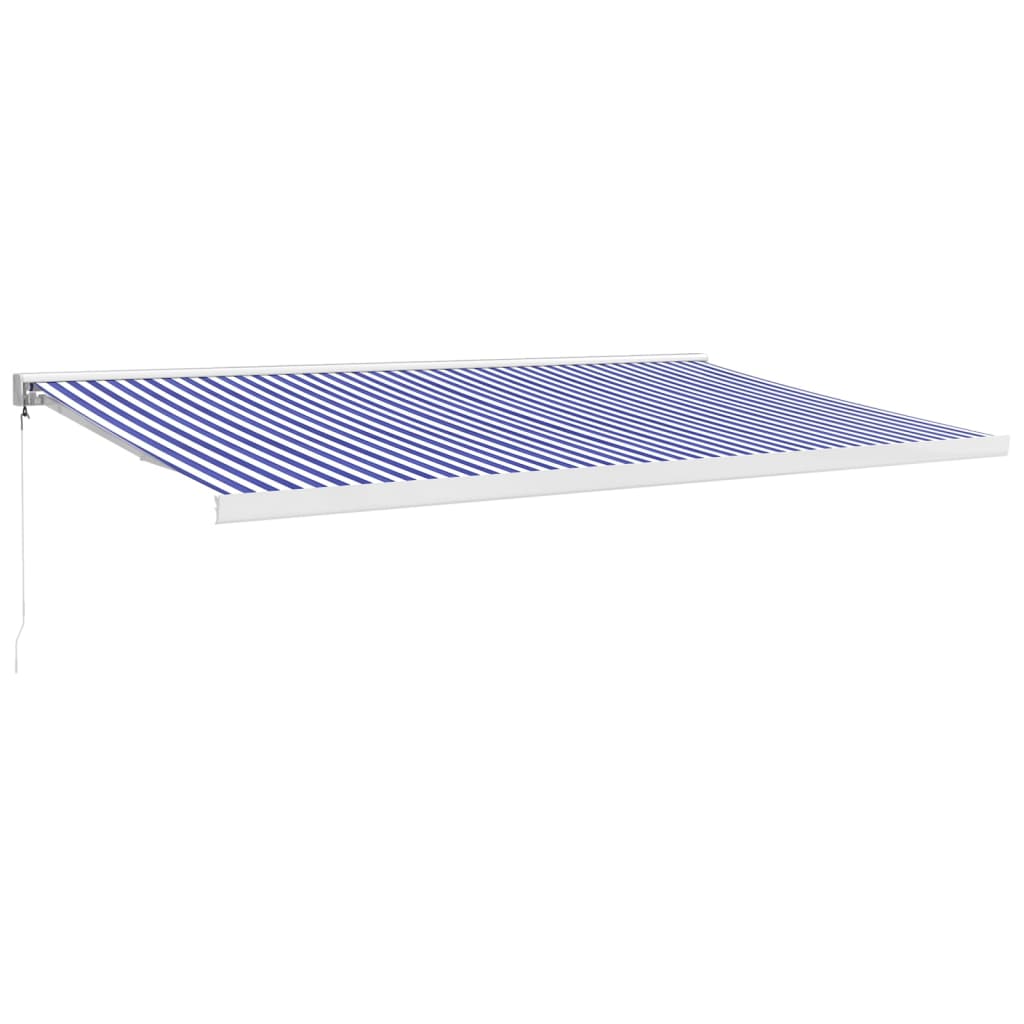 Toldo retrátil 5x3 m tecido e alumínio azul e branco