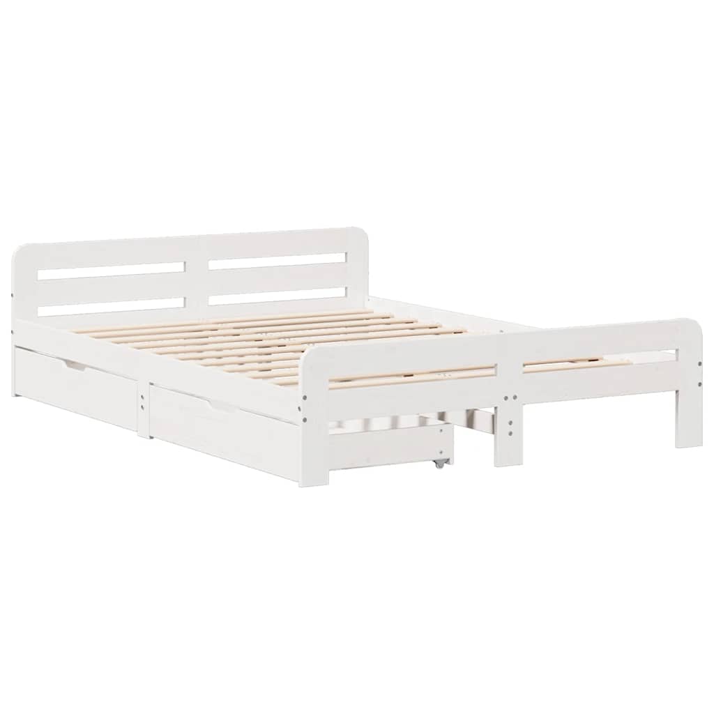Cama sem colchão 150x200 cm madeira de pinho maciça branco