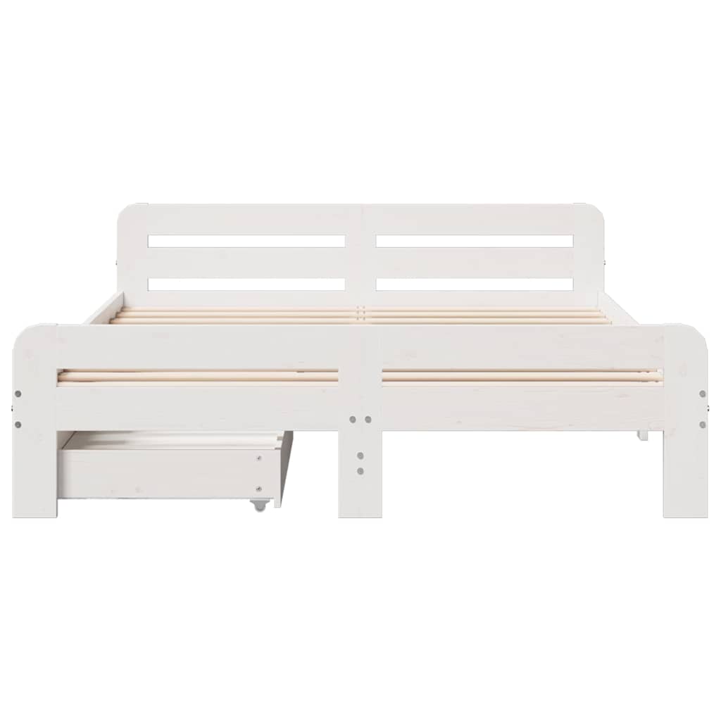 Cama sem colchão 150x200 cm madeira de pinho maciça branco