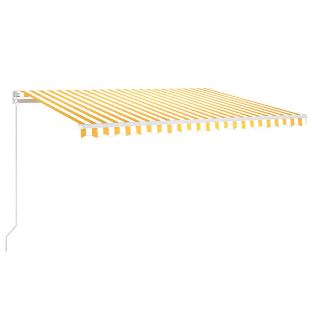 Toldo retrátil manual com LED 450x300 cm amarelo e branco