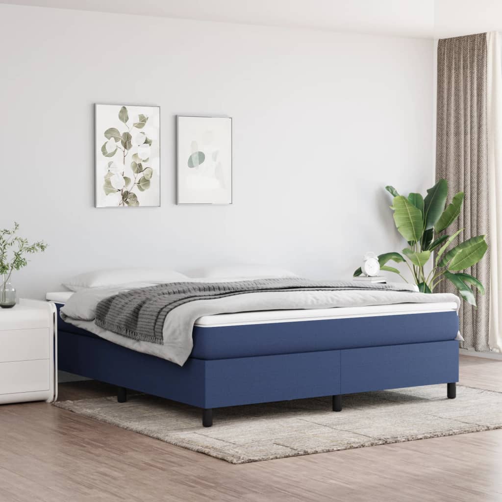 Estrutura de cama com molas 160x200 cm tecido azul