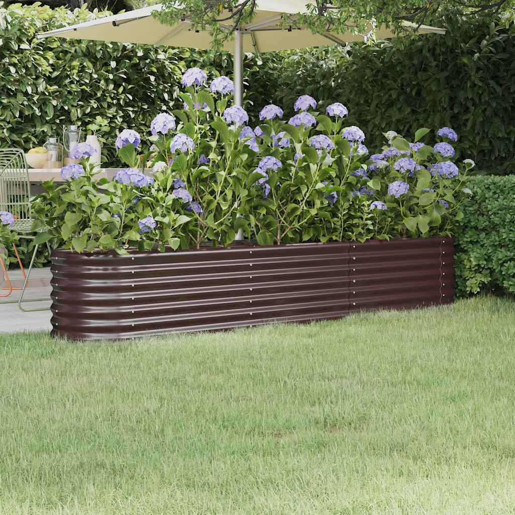 Canteiro elevado jardim 224x40x36cm aço galvanizado castanho