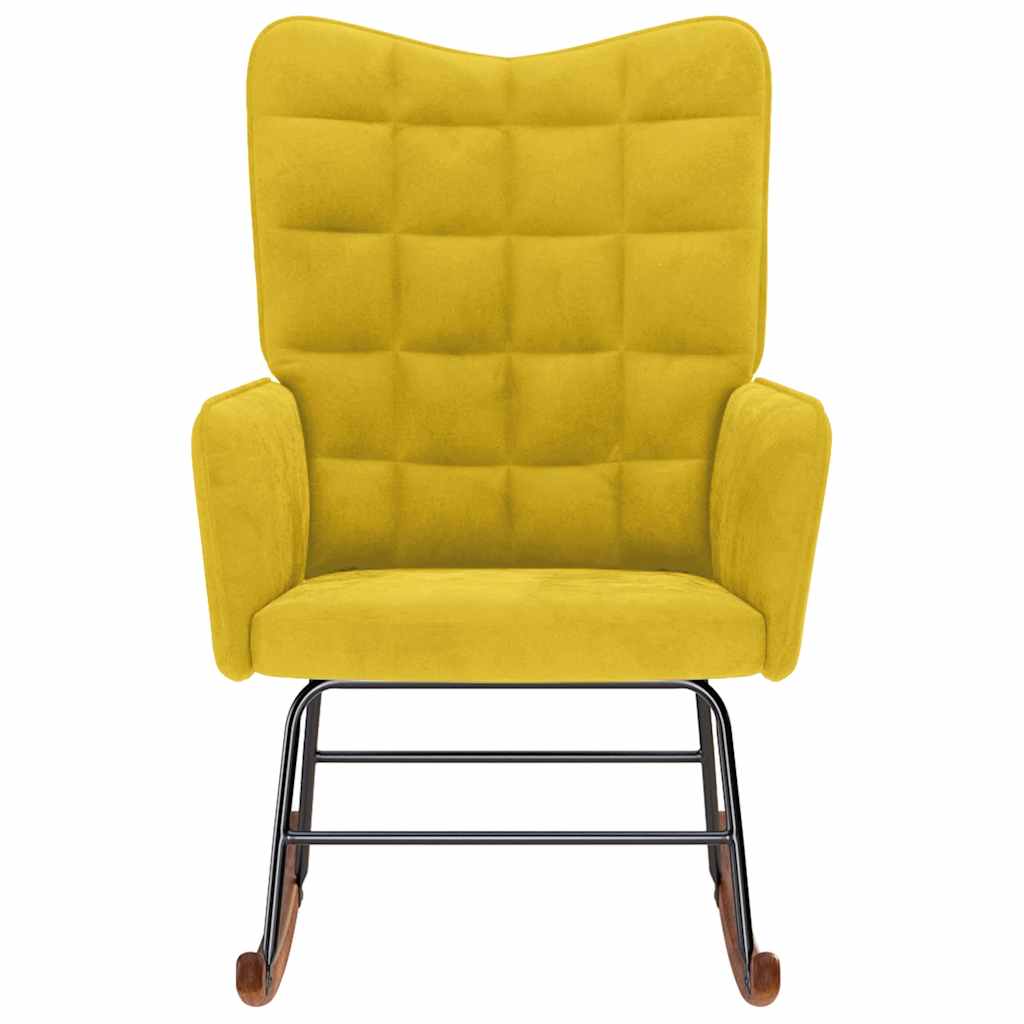 Cadeira de baloiço veludo amarelo