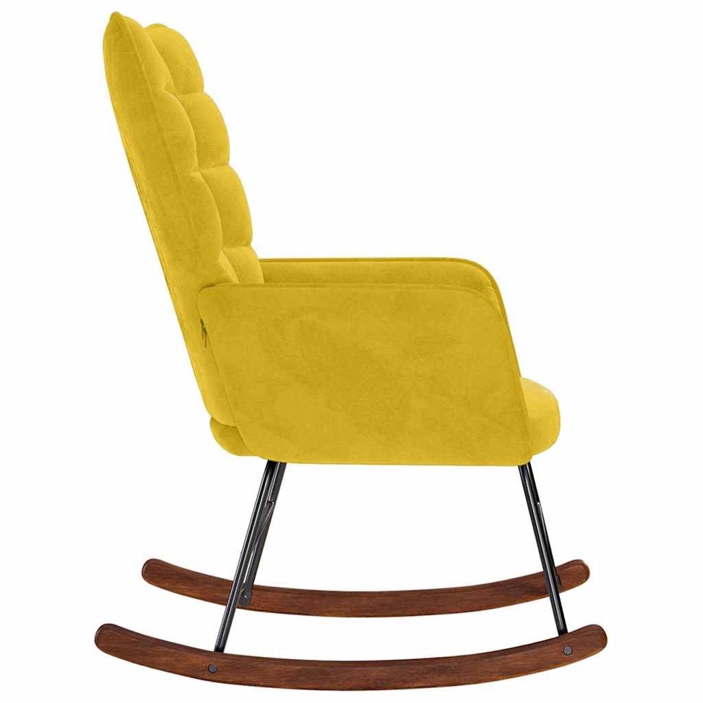 Cadeira de baloiço veludo amarelo