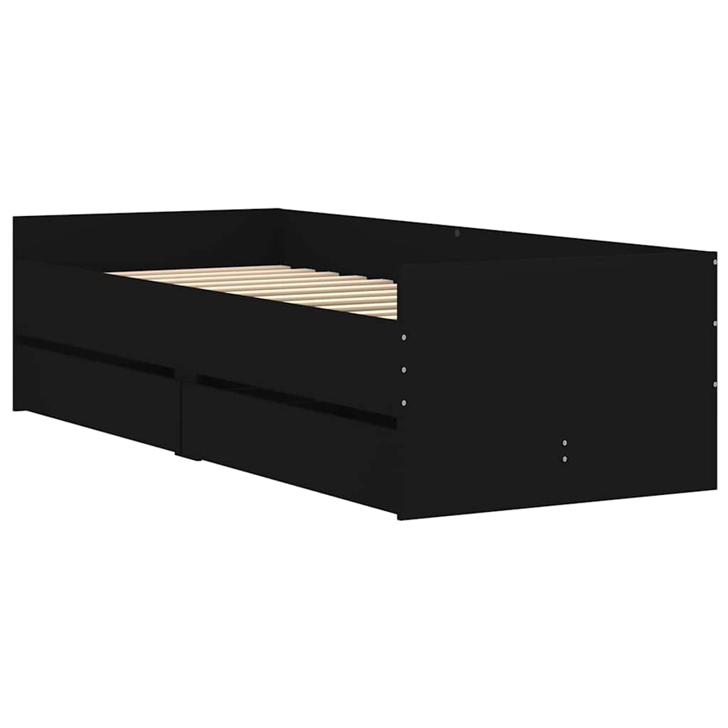 Estrutura de cama com gavetas 90x190 cm preto