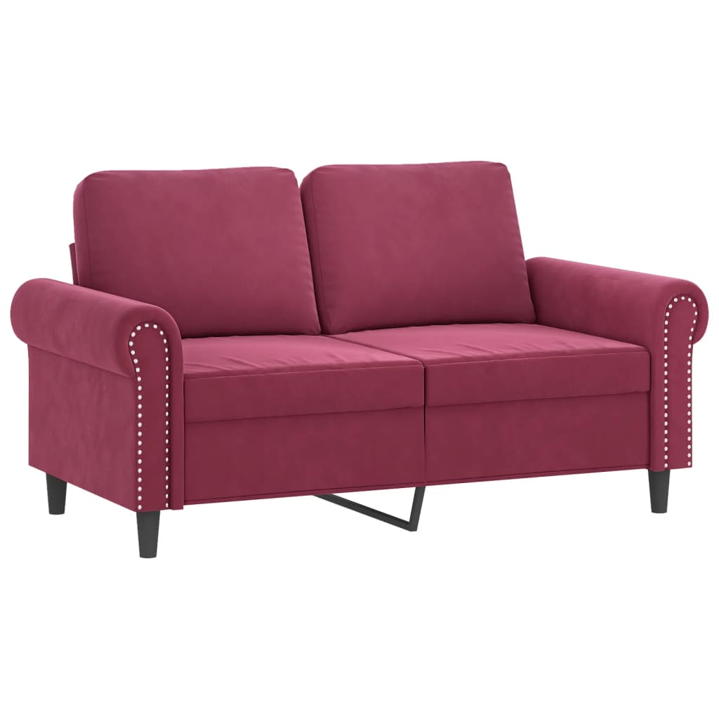 2 Pcs conjunto de sofás com almofadões veludo vermelho tinto