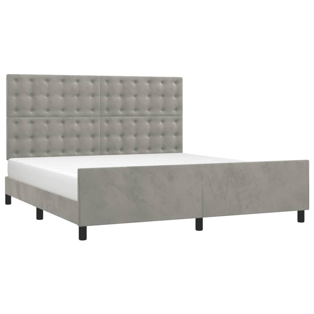 Estrutura de cama sem colchão 160x200 cm veludo cinzento-claro