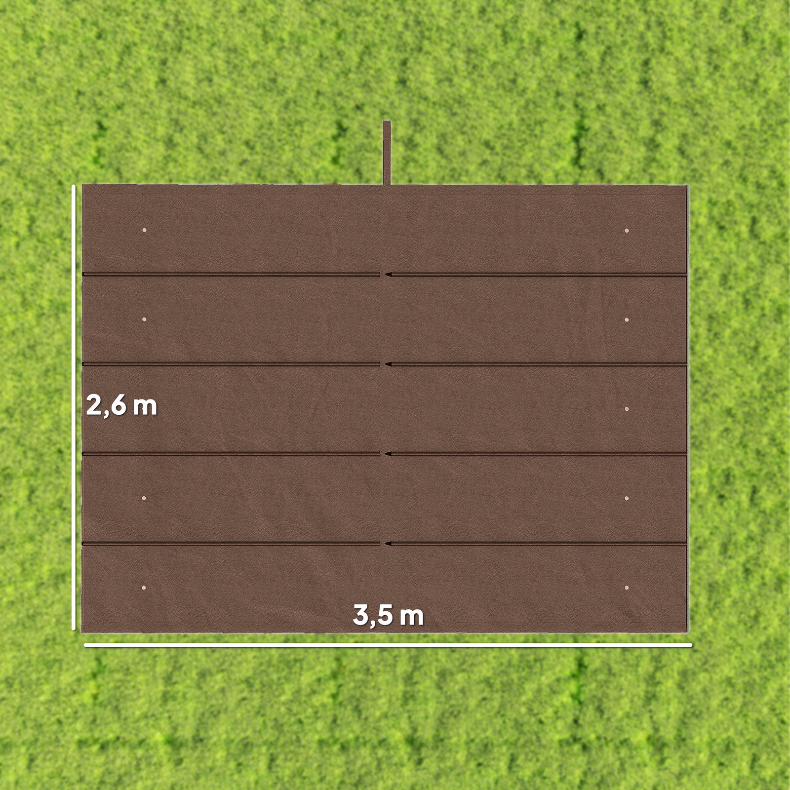 Cobertura para pérgola 3,5x2,5 m teto de substituição retrátil para pérgola com 10 orifícios de drenagem café
