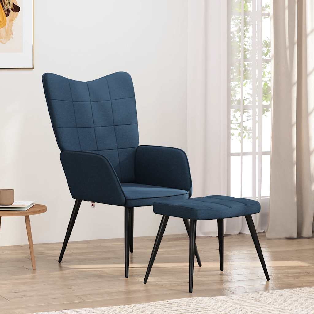 Cadeira de descanso com banco tecido azul