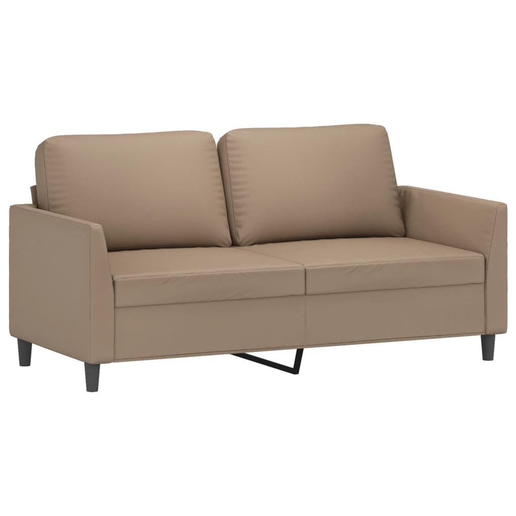 3 Pcs conjunto sofás c/ almofadões couro artificial cappuccino
