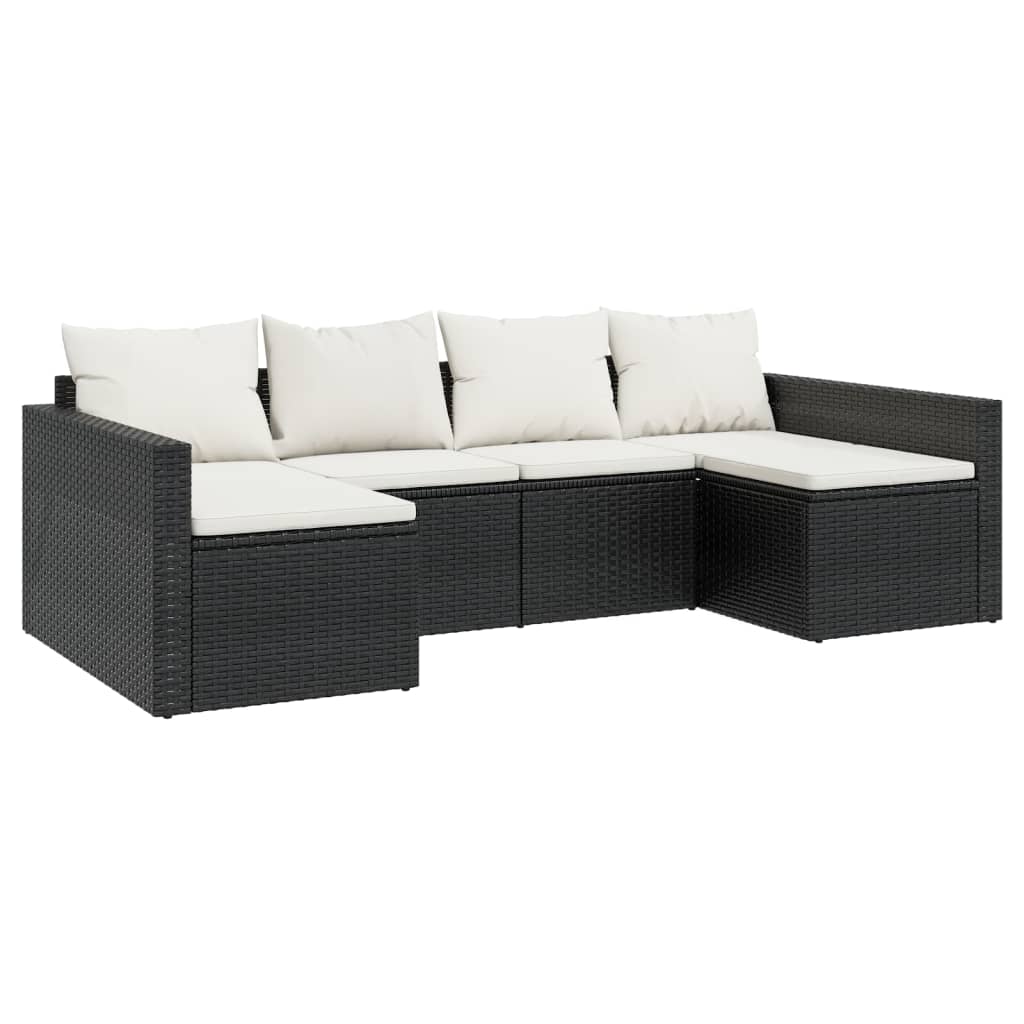 2 Pcs conjunto lounge de jardim c/ almofadões vime PE preto