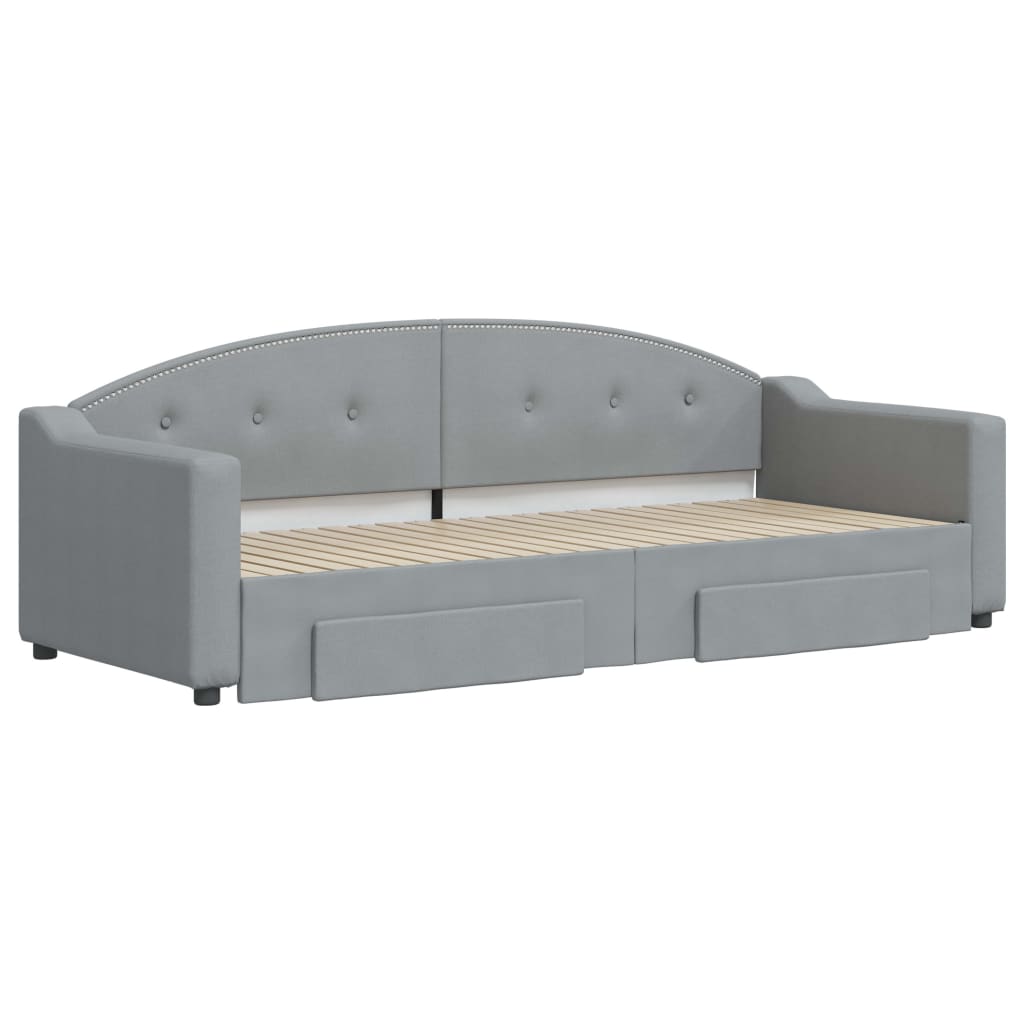Sofá-cama c/ gavetão e gavetas 80x200 cm tecido cinzento-claro