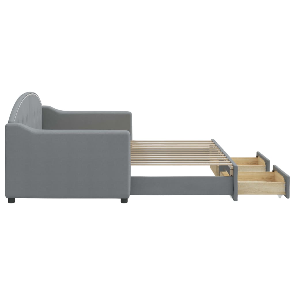 Sofá-cama c/ gavetão e gavetas 80x200 cm tecido cinzento-claro